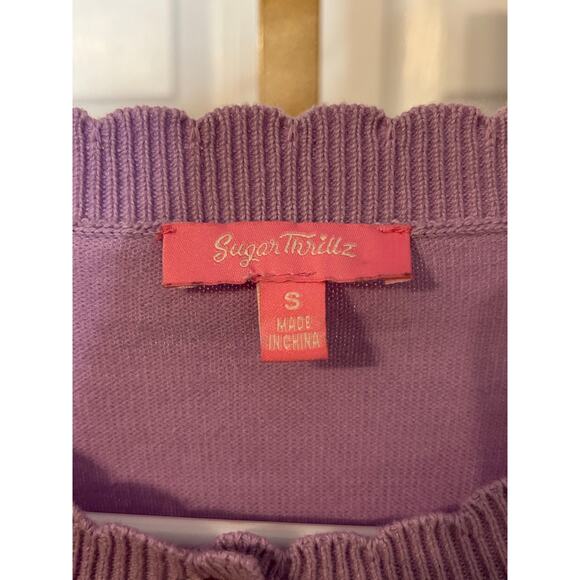 Sugar Thrillz Embroidered Lavender Sweet Harmony Cardigan, Size Small - Picture 6 of 8